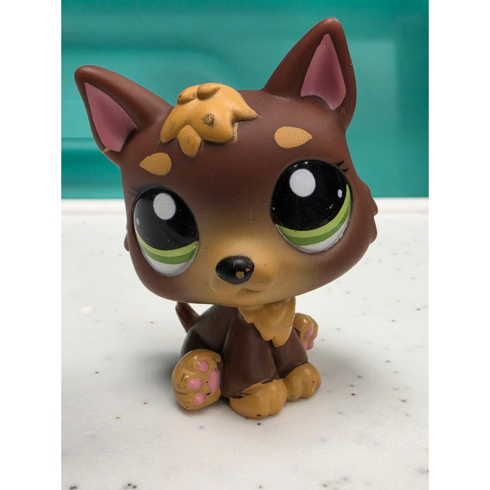 LPS Littlest Pet Shop German Shephard Brown and Tan Puppy Dog Figure #2137
